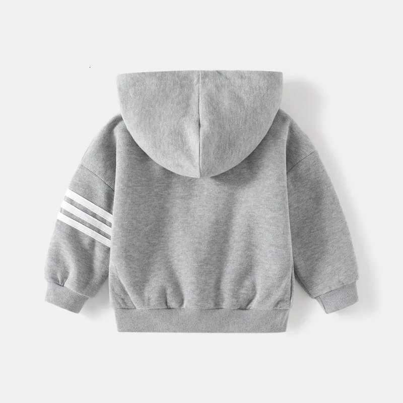 2025 Autumn Winter Boys Striped Sleeves Hoodie Childrens Clothing For 27Years Kids Solid Color Casual Sports Warm SweatshirtT251030