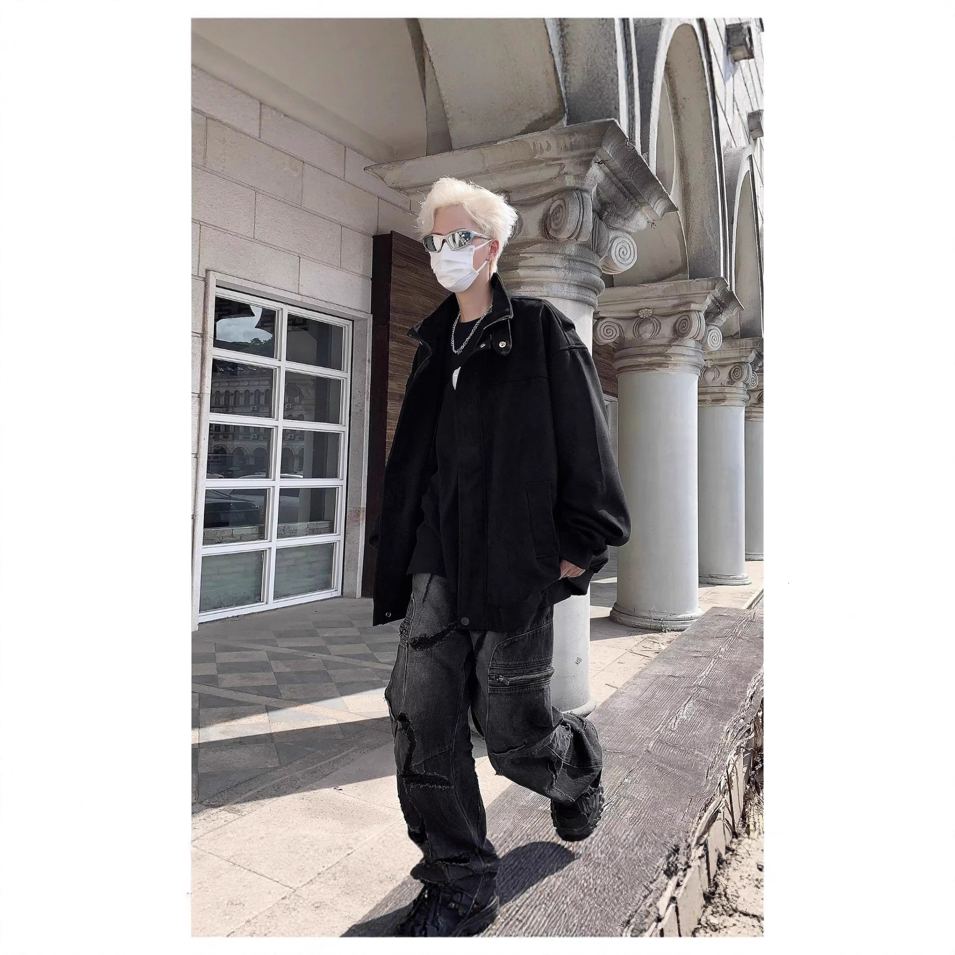 2025 Spring And Autumn Designer Coat American Style Men's Casual Jacket With Unique Design Loose Fit Stand Collar Jacket