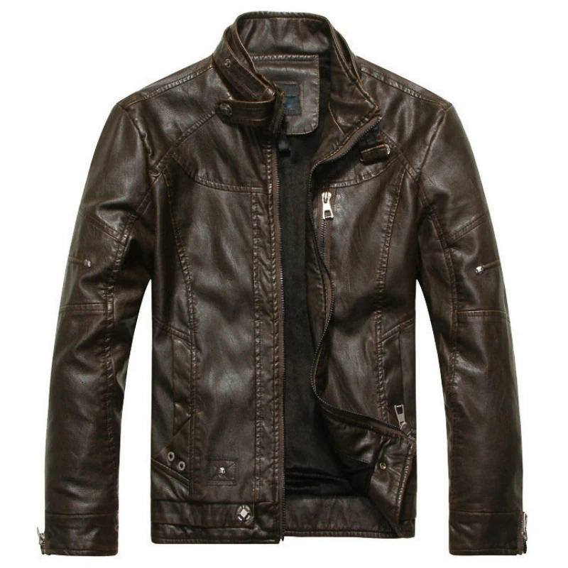 Men PU Leather Jackets Motorcycle Mens Cotton Coat Autumn Winter Fleece Jacket Jaqueta De Couro Masculina Casual 251029
