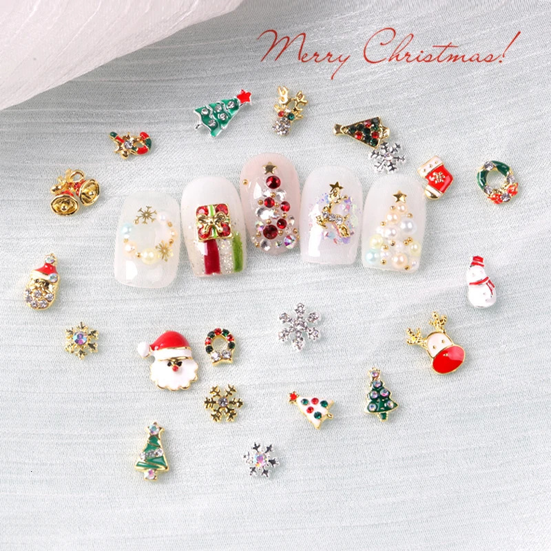 TSZS Metal Christmas Nail Art Ornament Diamond Alloy Decoration Nails Rhinestones christmas decoration 251027