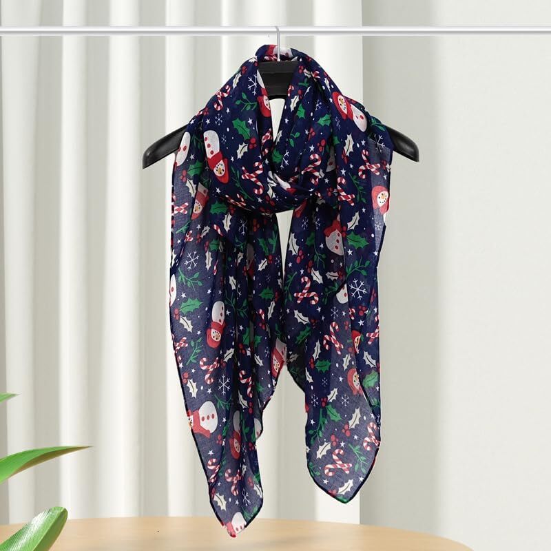 Custom Fashion Scarf for Christmas-Winter-Snowman-Scarf Soft Lightweight Elegant Christmas Women Girls Gift