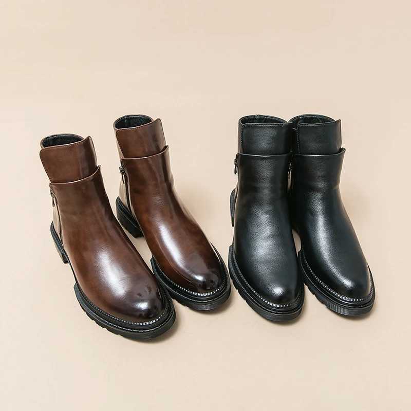 Men Casual British Style Short HighTop Shoe Fashion Man Classic Business Soft Leather Chelsea Boots Fashion Pointed Ankle Boots Z251029