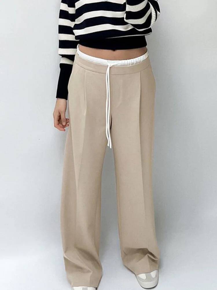winter jacket women SIYANG Women Fashion Vintage Solid Straight Side Zipper Drawstring Casual Trousers Spring New Female Wide Leg Pants
