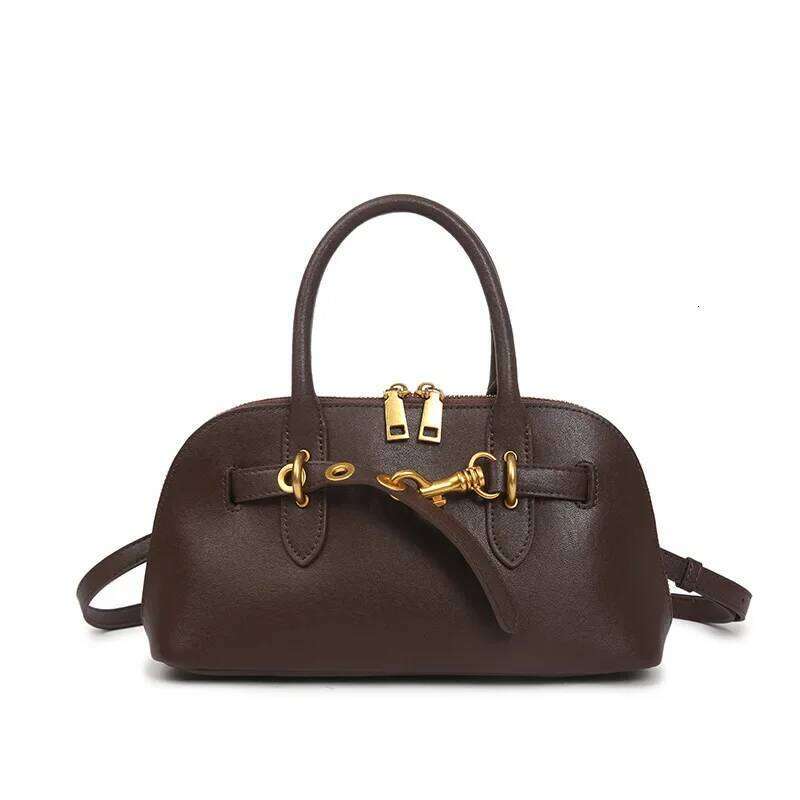 Genuine Leather Women's Crossbody Bag 2024 Autumn/Winter New Style Niche Fashionable Handbag High-End Feelsimple Casual Single S