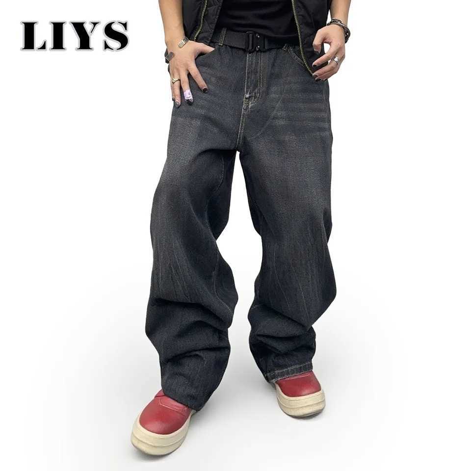 2025 Autumn Mens American Retro Loose Straight Leg Jeans Male Winter Black Daily Casual Denim Pants Women Baggy Stacked Jeans J251030
