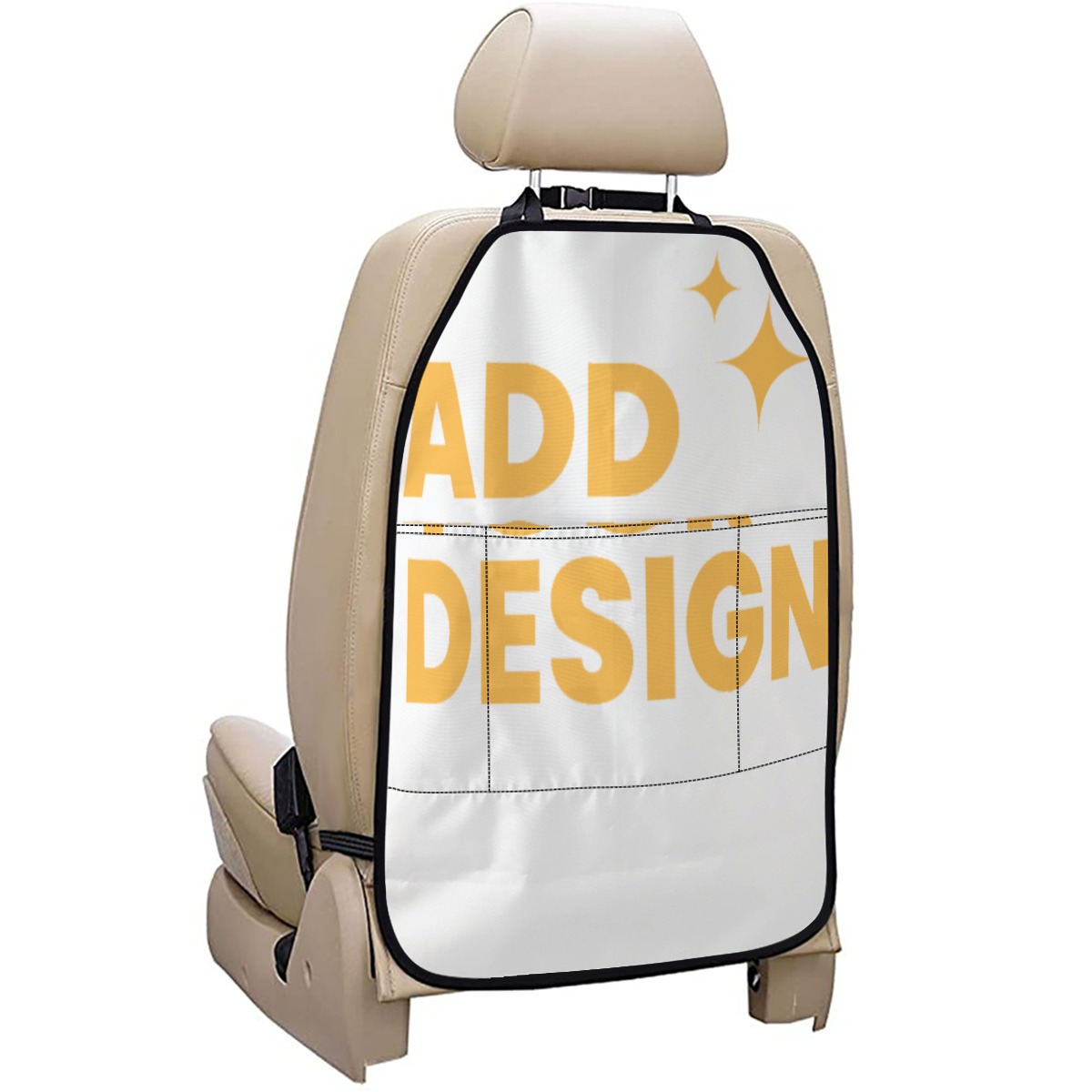 Car Seat Back Organizer with Multiple Pockets, Black Polyester Storage Bag for Headrest, Vehicle Seat Organizer with Black Frame