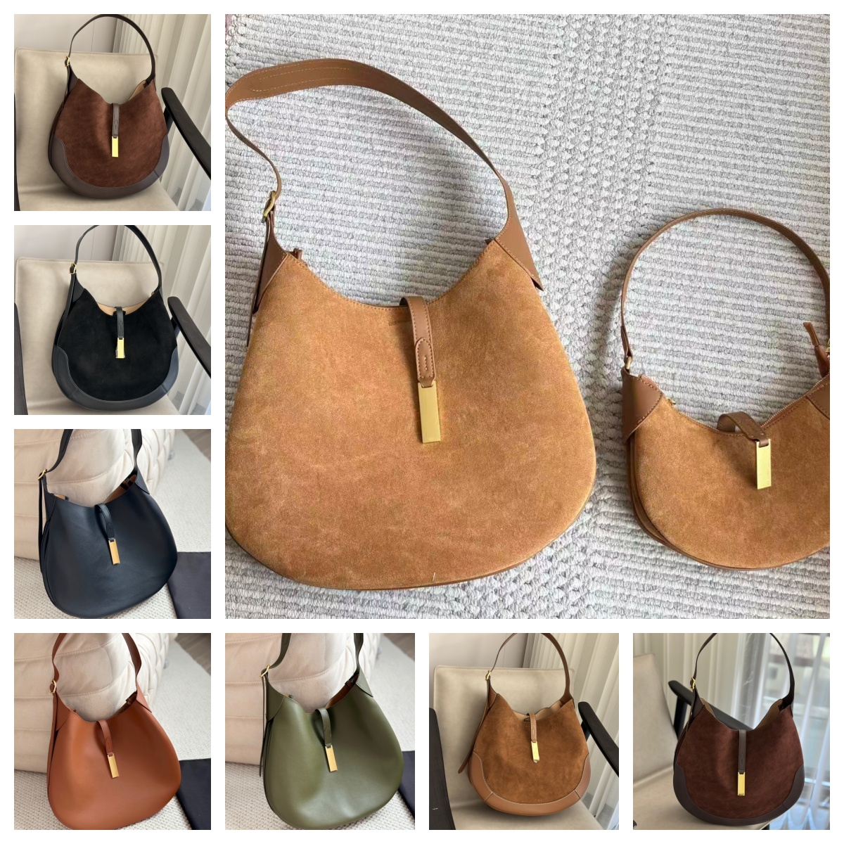 polo designer ID luxnuy bag women fashion New Moon bag genuine leather suede handbag winter elegant lady shoulder bag large medium small sizt Clutch bag