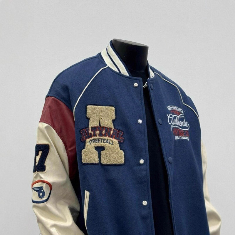 American Style Letter Flocking Patchwork Baseball Jacket for Men New Spring and Autumn Hip-Hop Designer coat Loose Fit Versatile Trendy Jacket Coat