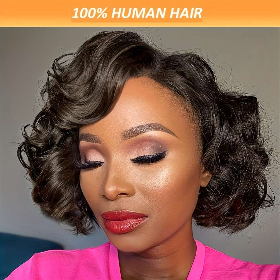 Elegant Bob Wig For Women - 4X4 Glueless Lace Front, Pre-Plucked Brazilian Virgin Remy Human Hair, Body Wave Closure Wig, 150% Density, 10 Inch