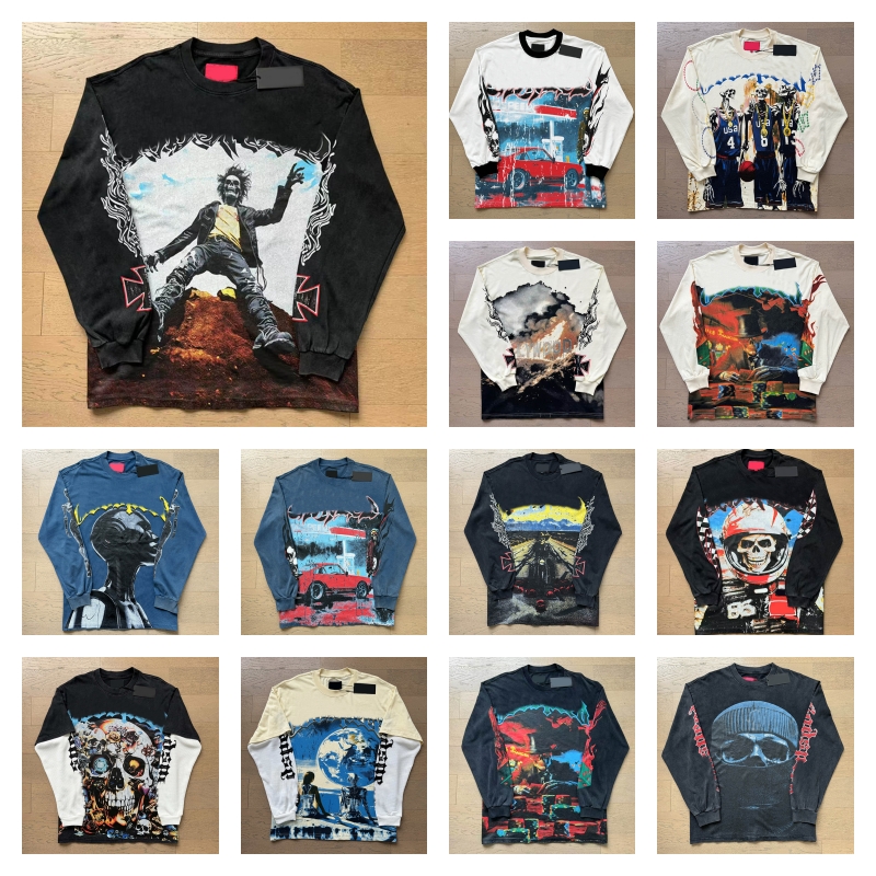 Designer Hoodie shirt mens clothe graphic hooide hipster fabric cotton Street colorful Letter foil all print Vintage washed black tee ture size S-XL100styles