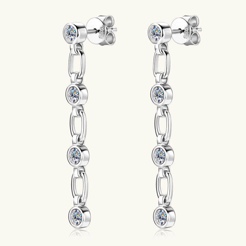 MT 925 Sterling Silver Long Tassel Earrings Exquisite 3mm Bezel Earring for Women High quality Wholesale Wedding Jewelry Gift