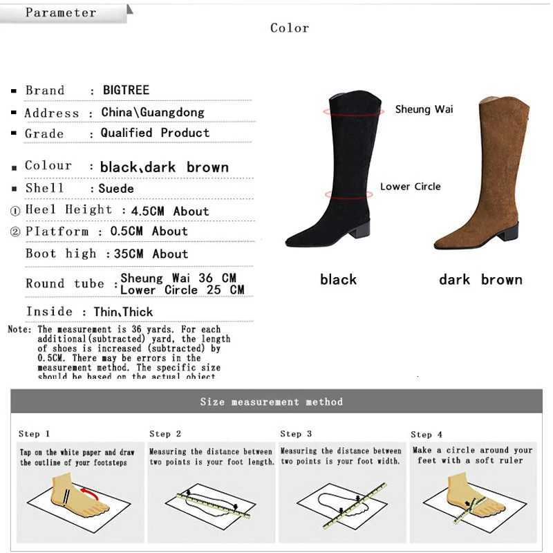 BIGTREE Shoe Women kneehigh boots Suede Knight Boots Women shoes Rear zipper High boots Thick Heel Autumn winter boots Mid heel Z251029