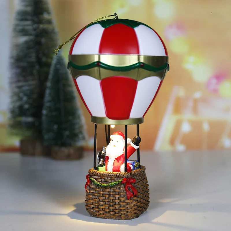 Santa Claus Snowman Hot Air Balloon Ornament Christmas Decorations Glowing LED Lights Bedside Table Ornament New Year Home Decor C251030