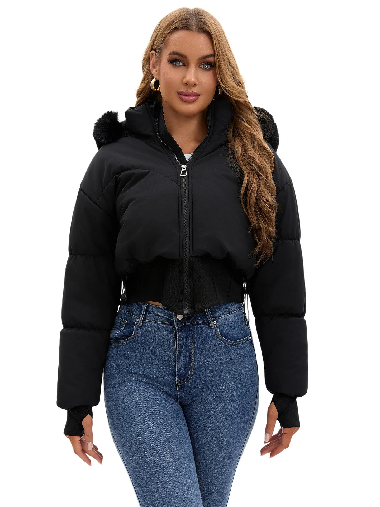 Thick Warm Womens Winter Down Jackets Coats Parkas Large Fur Collar Hood Woman Cotton Padded Puffer Jacket Outwear Overcoat H01 251023