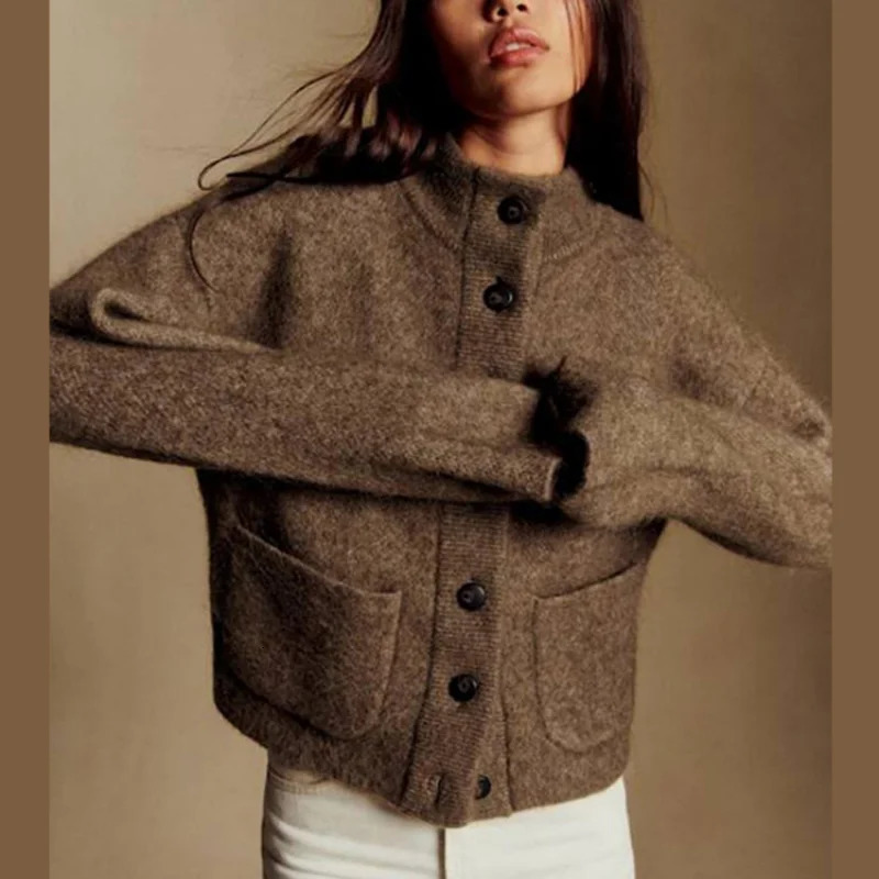 Fall Winter Casual Woolen Blended Jacket O Collar Long Sleeve Single Breasted Pocket Coat Lady Solid High Street Wears 251030 - view 3