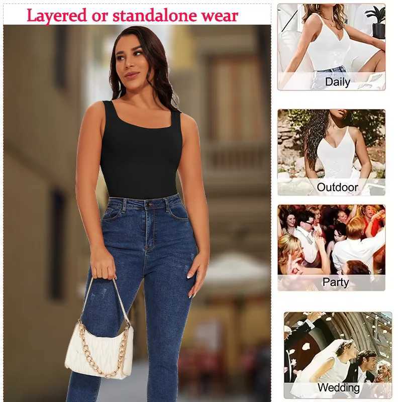 Women Sexy Compression Bodysuit Tummy Control Tank Top Outfit Wide Strap Tank Tops Slimming Body Shaper Butt Lifter Vest L251030