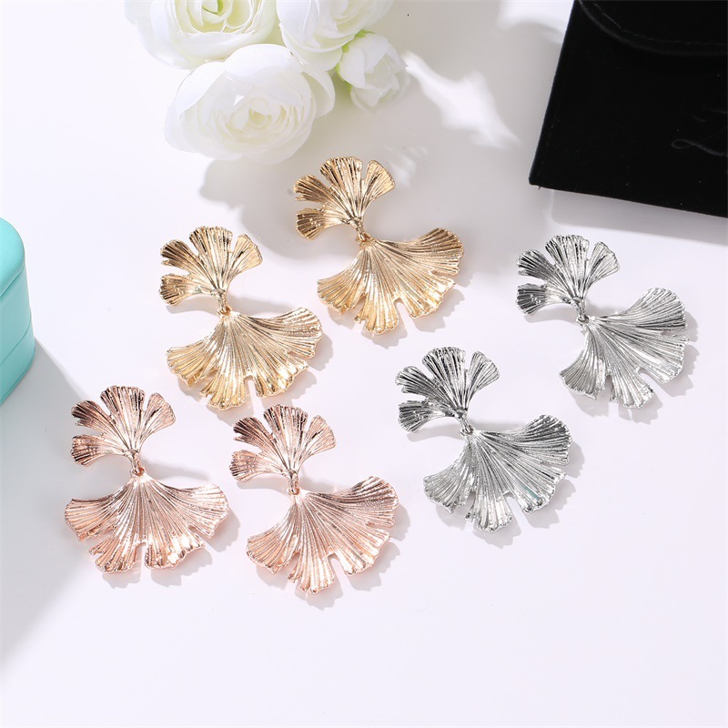 New Arrival Personality Flower Ginkgo Leaf Stud Ethnic Style Creative Versatile Drop Earrings