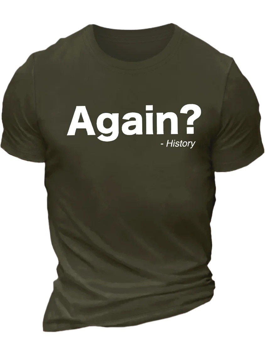 European & American Oversized Men's Vintage Funny Graphic Cotton Letter Print Casual Crew Neck T-Shirt - TT7377