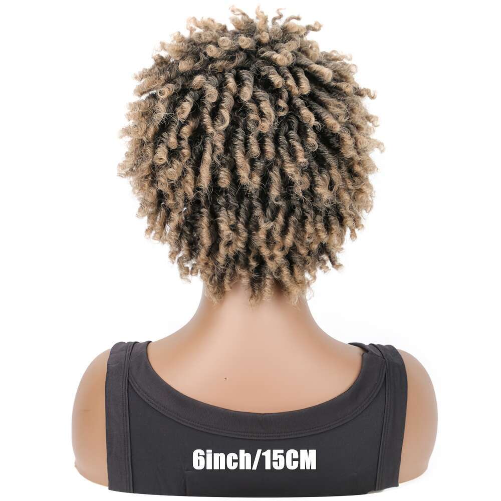 Women's Short Afro Twist Braided - Synthetic Faux Locs With Curly Wave Texture, Low-Temperature Fiber For Everyday & Ocns, Look Wig For Women, Dr