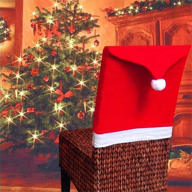 4pcs Christmas Chair Covers 25x20in Festive Holiday Decorations for Home Party Durable Fabric Seat Protectors C251030