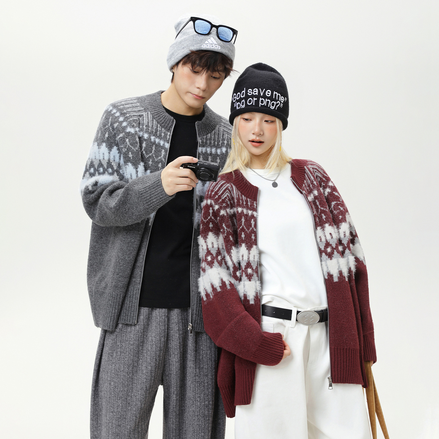 Textured Designer Sweater Fair Isle Cardigan Sweater For Men And Women Autumn And Winter Faux Mink Ethnic Style Soft Knitted Couple's Coat