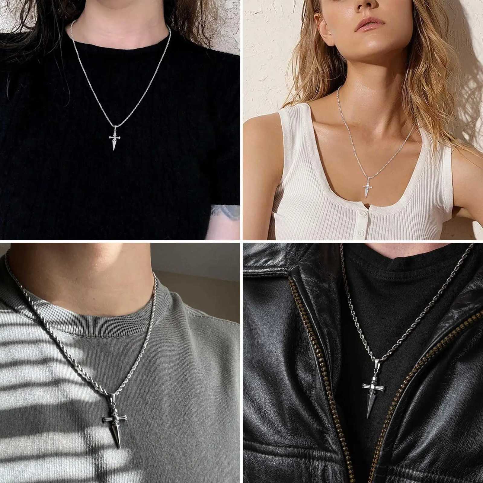 Anime Necklace for Men Judgement Chain Necklace HXH Pendant Mens Jewelry Cross Necklace Vintage Handmade Gift for Anime LoverXJ251030