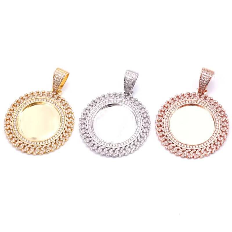 GRA Hip Hop Iced Out Bling 925 Sterling Silver Pass Diamond Tester VVS Moissanite Circle Cuban Photo Pendant for Men