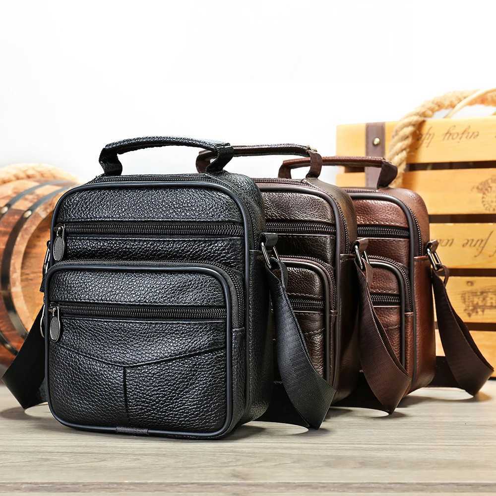 WAL Genuine Leather Shoder Bags Casual Small Handbags Purse Black Messenger Bags 6107 Y251011