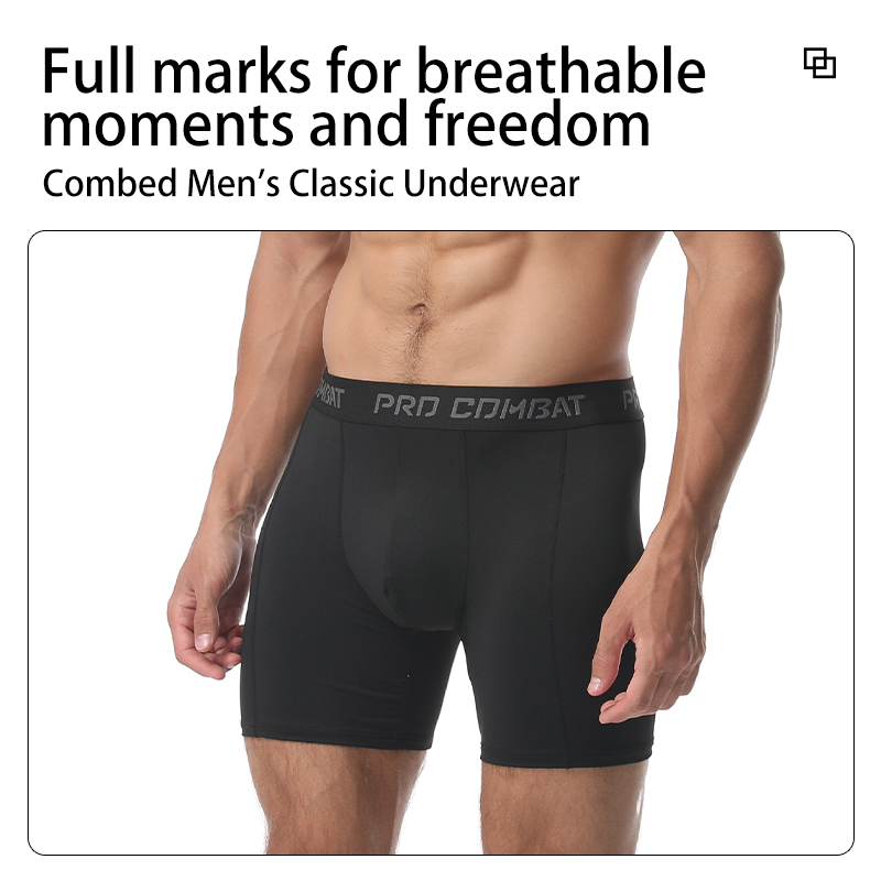 Men's Underwear-Men's Cotton Boxer Briefs - Breathable Moisture-Wicking Athletic Underwear, Comfortable Skin-Friendly Daily-D004