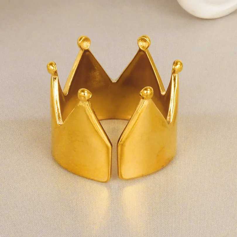 Open Crown Rings For Women Accessories Stainless Steel Ring Vintage Fashion Jewelry Finger Bague Acier Inoxydable Femme BirthdayW251030