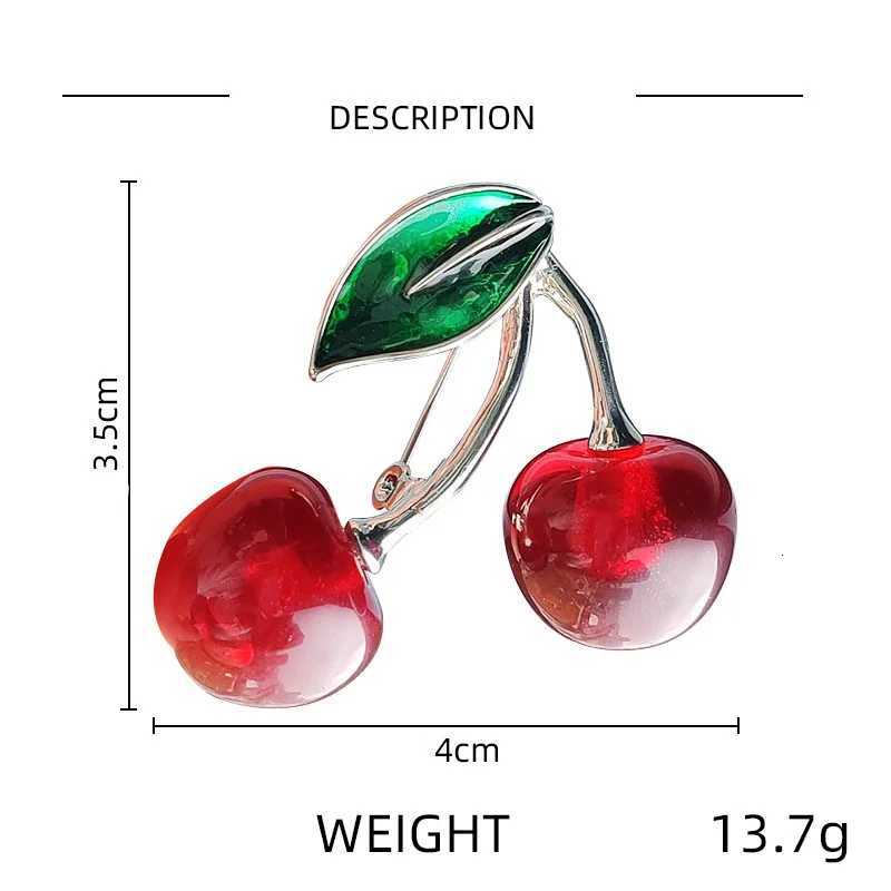 Cute Enamel Crystal Cherry Brooches for Women Red Fruit Lapel Pins Office Party Casual Accessories Gifts Y251029