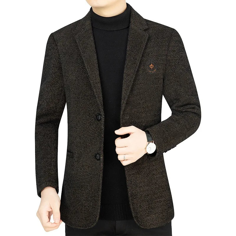 Men Autumn Winter Cashmere Blazers Suits Jackets Wool Blends Male Business Casual Slim Fit Coats Mens Clothing 251028