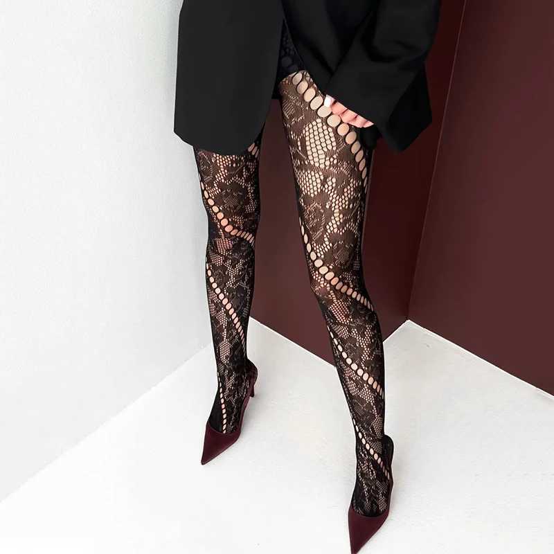 1 Pair Y2k Fashion Gothic Pantyhose Women Hollow Out Sexy Fishnet Hot Girls JK Tights High Elastic Hipster Lings Streetwear R251030
