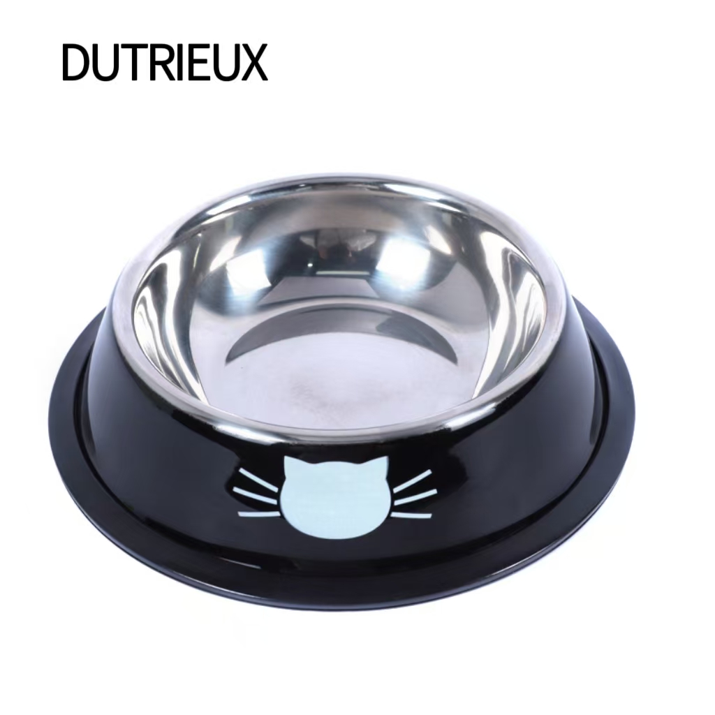 H1196 Non-slip stainless steel pet bowl, anti-tipping design, dropshipping available.