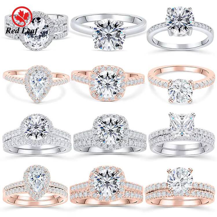 Redleaf Fashion Rings for Men Moissanite Diamond Gemstone Jewelry Women Silver Gold Plated Ring