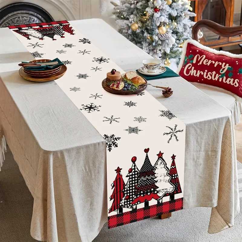 Christmas Table Runner Christmas Party Decoration 2025 Xmas Santa Claus Snowman Table Runner Navidad Natal New Year Gift 2026 C251030