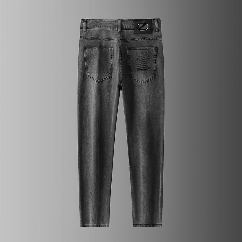 Trendy Design Slim-Fit Straight-Leg Jeans in Black-Gray 518