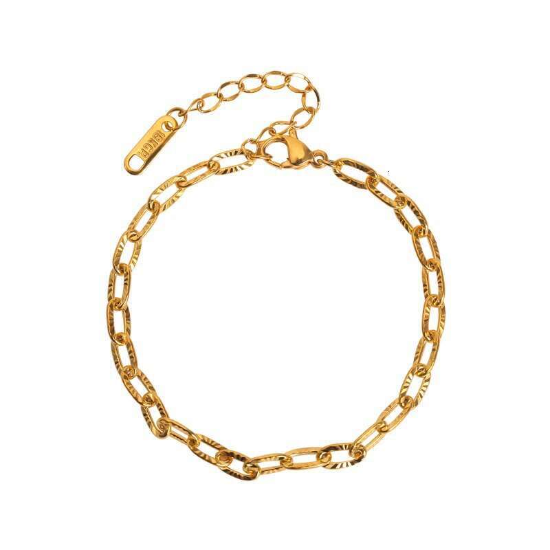 French Light Emed Titanium Steel Bracelet for Women Versatile Gold-Plated Niche Design Forest Style Simple Necklace Engraved