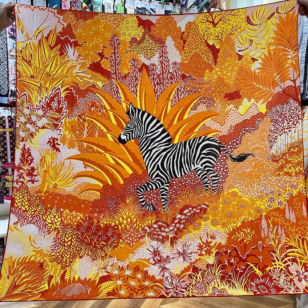 Multi Colored Jungle Zebra Printed Square Scarf Imitation Silk Thick Warm Scarf Fashionable And Versatile Shawl Exquisite Gift Scarf