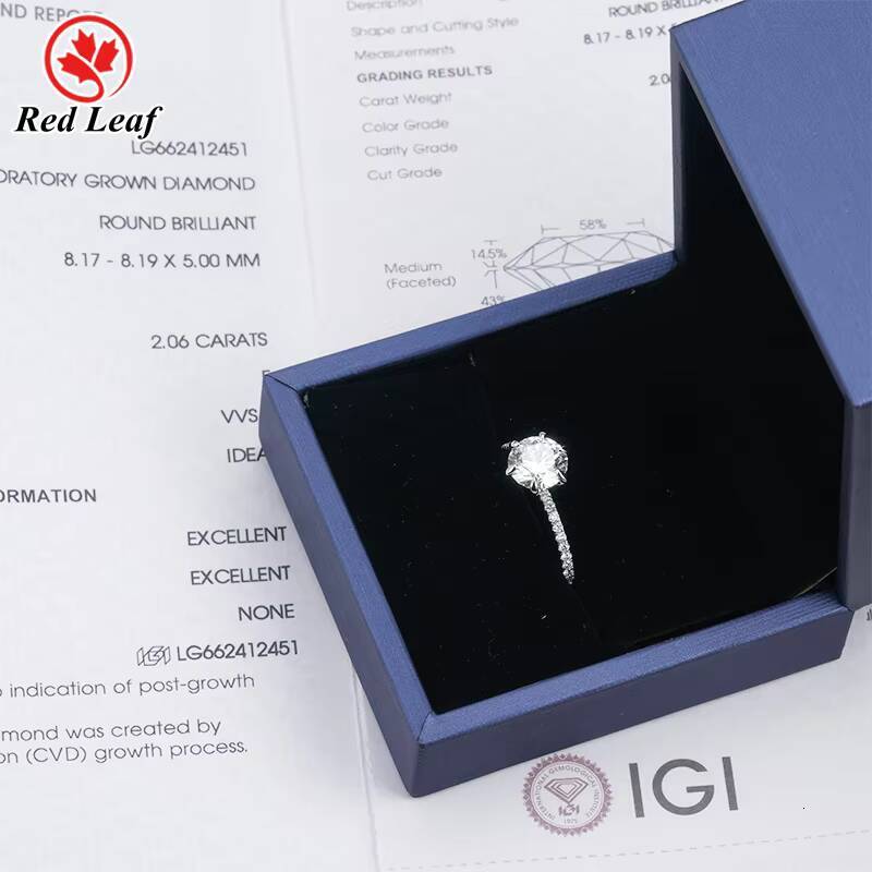 Custom 10K 14K 18K White Gold IGI Certified Lab Diamond Engagement Ring 1CT 2CT 3CT 4CT D CVD HPHT Round Lab Grown Diamond Ring