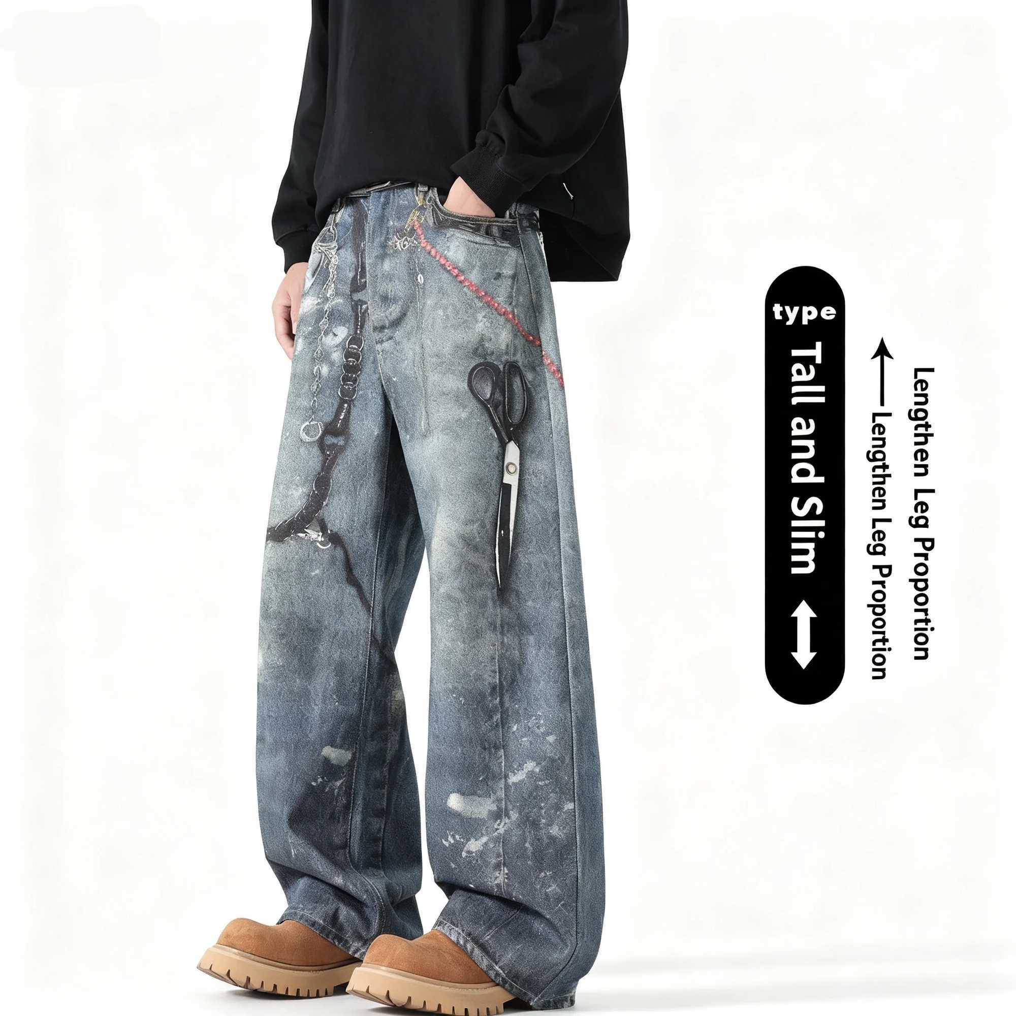 Mens Loose WideLeg Pants Fall New Arrivals Oversized Straight Leg Jeans with Dragging Hems in American Trendy Style J251030