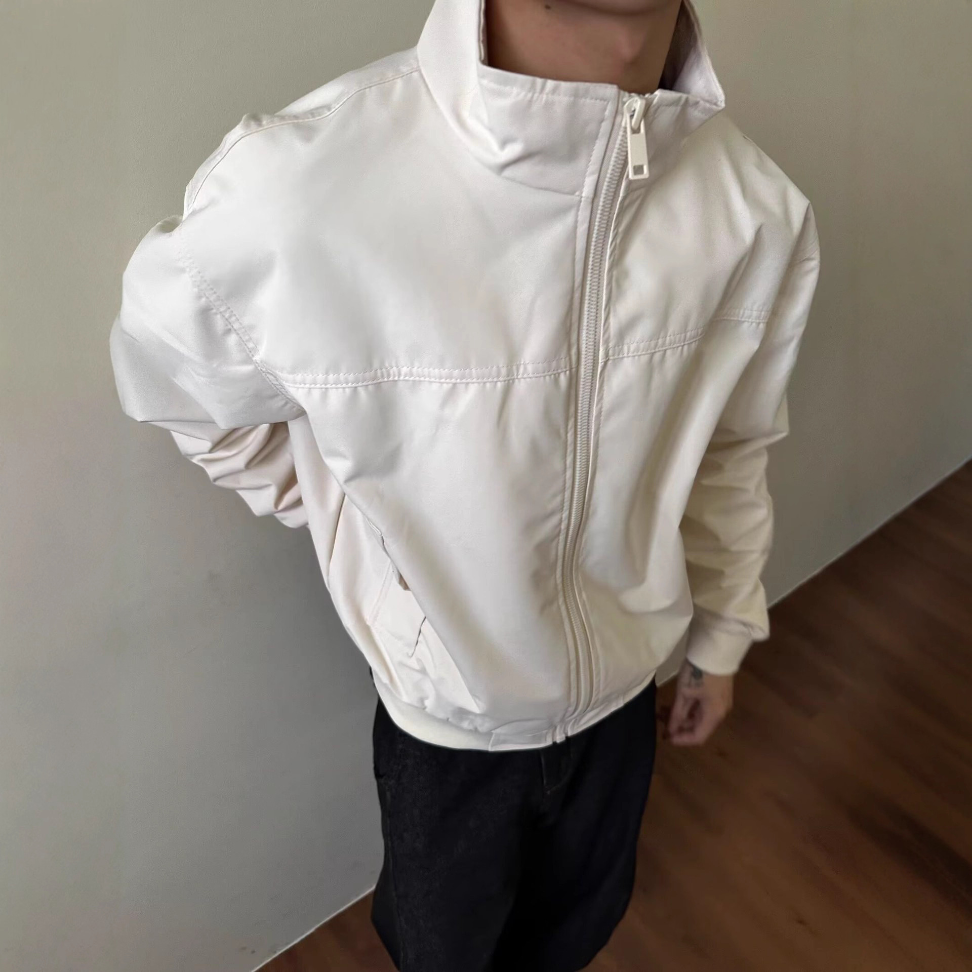 Three-proof Oversized Short Bomber Jacket For Men And Women Spring And Autumn Deconstructed Loose Fit Versatile Workwear Couple's Designer Jacket