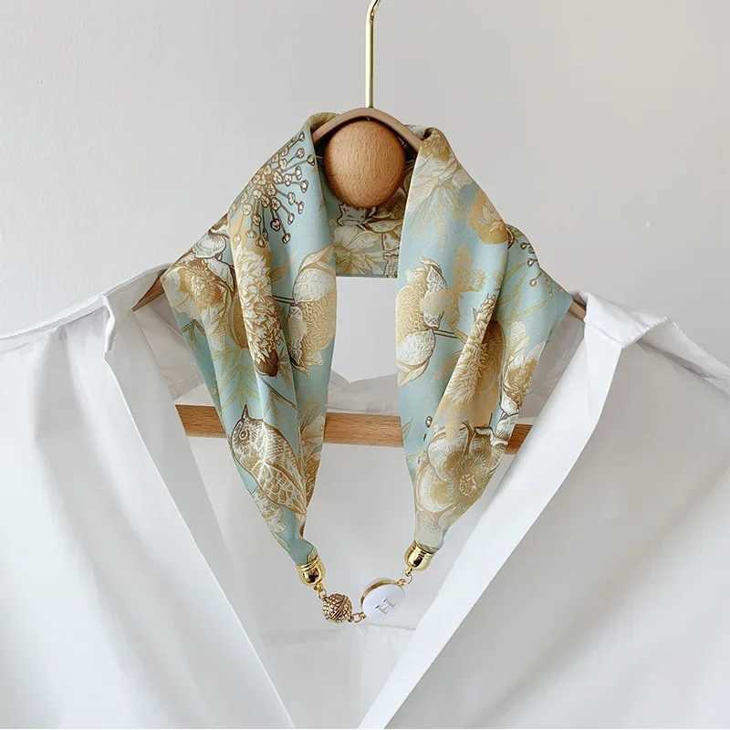 Imitation Silk Scarf Magnetic Buckle Necklace Pendant Wearing Spring and Autumn Cervical Protection for WomenW251029