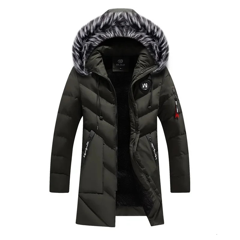 Male Solid Cotton Outwear Coats Mens Thick Fleece Winter Jacket Fashion Fur Hooded Warm Cooton Parka Windbreaker Plus Size 6XL 251028