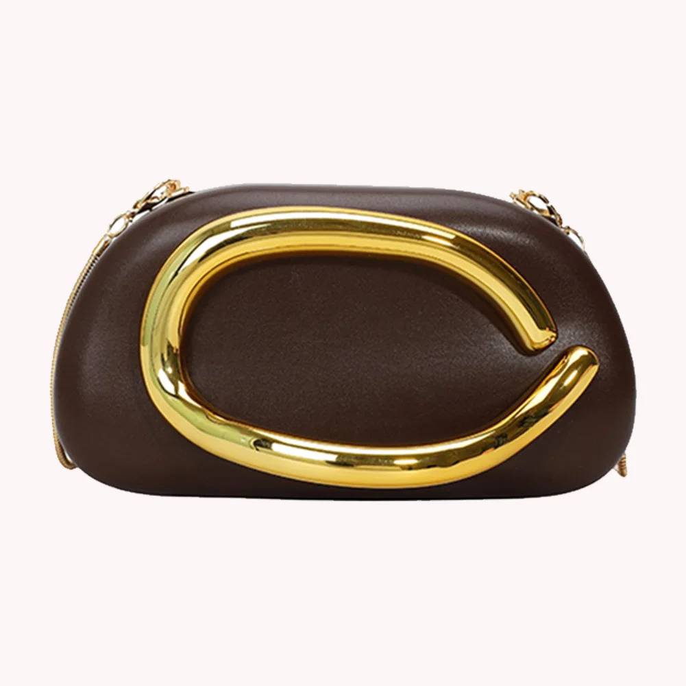 Women Leather Crossbody Shoulder Bag Solid Color Metal Decoration Evening Bag Handheld Shoulder Clutch Bag for Evening Dinner 251030