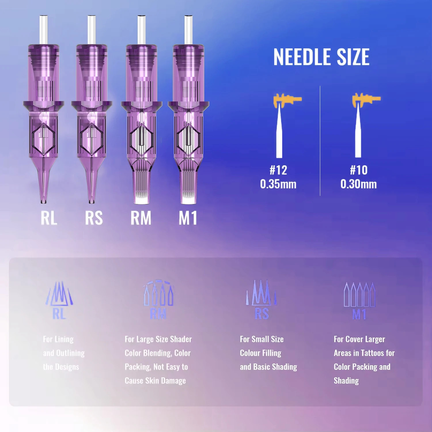 20pcs Mixed Tattoo Needle Disposable Cartridge 035mm3RL 5RL 7RLTB Purple Tattoo Needle for Tattoo Machine Body Art Tattoo 251027