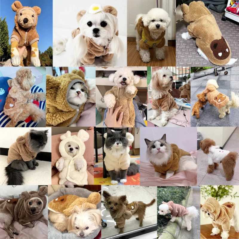 Fashion Pet Dog Hoodies Winter Warm Dog Clothes Bear Print Puppy Sweatshirt Cute Cat Hoodies Chihuahua Dog Clothes Pet Pullovers C251030