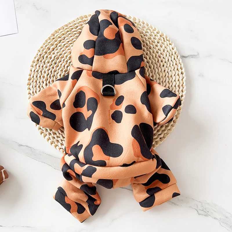 Autumn Winter Dog Leopard Print Jumpsuit Clothes Warm Hoodie Clothes Dogs Cats Halloween costume Puppy York Chihuahua Onesies C251030