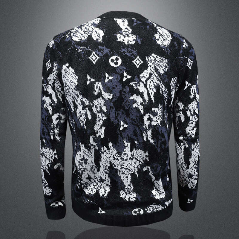 2025 New Winter Round Neck Thickened Velvet Men's Knitted Sweater