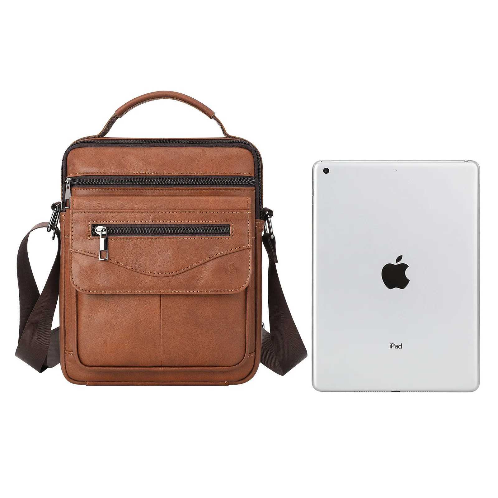 100 Genuine Leather Men Shoder Bag Vintage Crossbody Bag For Men Cowhide Messenger Bag Business M Handbag Y251011